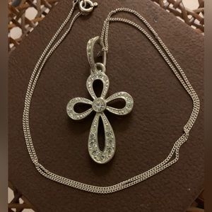 Silver and Crystal Cross Necklace